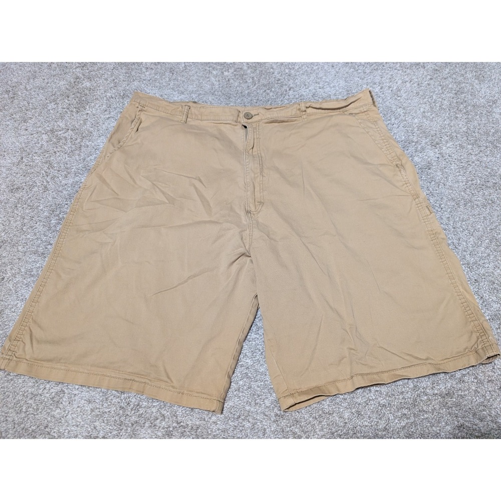 Wrangler Shorts Men 40 Khaki Chino Stretch‎ Flat Front Utility Casual Summer Tan